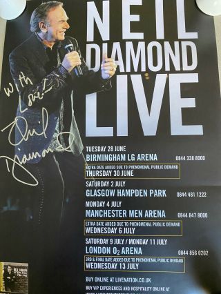 Very Rare Neil Diamond Fully Signed Uk Tour Poster From 2011