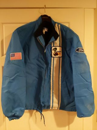Rare Vintage Ford Mustang Cobra Shelby Racing Jacket Size Xl Blue