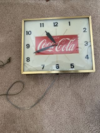 Rare 1950 - 60s Coca Cola Swihart Bubble Clock 16”x13” 3