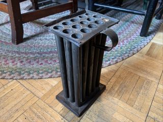 18th/ Early 19th Century Rare 15 Tube Tall Tin Candle Mold 1 Candle Still Inside