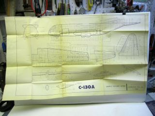 Very Rare Vintage 1950’s C - 130a Lockheed Corp.  Graphic Station Layout Blueprint