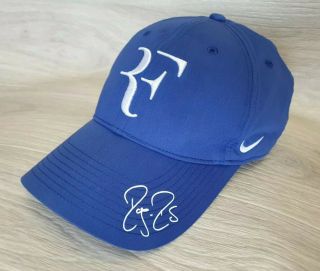 Rare Roger Federer Nike Blue Credit Suisse Logo Hat Cap Signed Dri - Fit Legacy 91