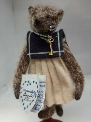 Rare Vintage Ooak 5 In.  Mohair Teddy Bear By Brenda J.  Power,  German Glass Eyes