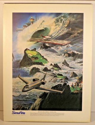 Very Rare Simuflite Vintage Gulfstream Airline - 1996 Big Sur - Golf Ad Poster