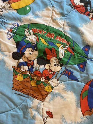 Vintage 80s Disney Twin/full Bed Comforter Rare Mickey Air Mobile 2 Sided