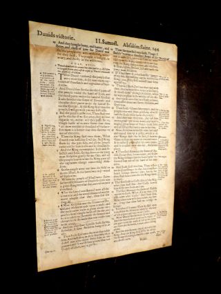 Rare - 1560 Geneva - Bible 1st Edition Leaf - 2nd Samuel - Quarto - Roman Font - Rare