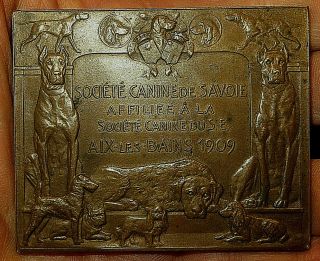Rare Art Deco Medal / Plaque Bronze: Bloodhound Hunting Dogs Setter By P.  Mahler