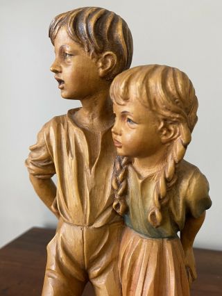 Rare Anri 9 7/8” Vintage Wooden Boy And Girl Figurine