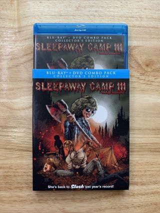 Sleepaway Camp Iii 3 (blu - Ray,  Dvd,  2015,  2 - Disc,  Scream Factory) W/ Rare Slip