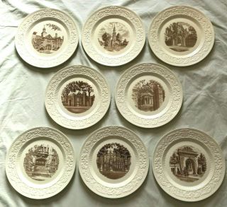 Brown University Set Of 8 Rare Wedgwood Commemorative Plates,  Exc.