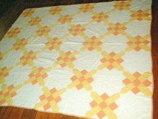 Antique Early 1900s Rare Nine Patch Cross In Window Patchwork Quilt Wow