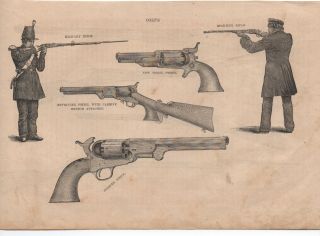 Rare 1850s Double Sided Advertisement For Colt Rifles & Handguns