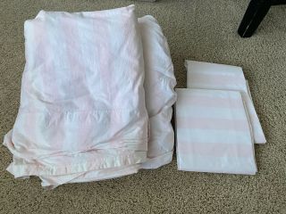 Rachel Ashwell Simply Shabby Chic Pink Stripe White Queen Sheet Set Rare