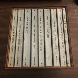 Little House On The Prairie Complete Book Set First Printing 1971 Rare Wood Box