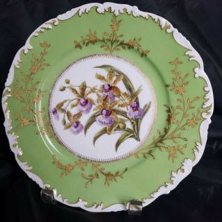 Antique T&v Limoges France Hand Painted Orhids Plate Signed By Artist Rare 5