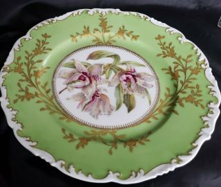 Antique T&v Limoges France Hand Painted Orhids Plate Signed By Artist Rare 3