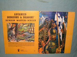 Ad&d 1st Edition - Dungeon Masters Screen (very Rare Quad - Fold Set And Exc -)