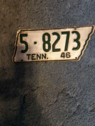 Tennessee 1946 License Plate Rare Tn Tag Vtg State Shaped Classic Car