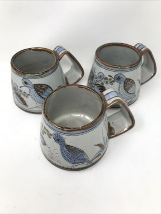Vintage Ken Edwards Tonala Blue Brown Rare El Palomar Mexico Pottery Cup Mug
