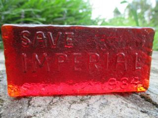 Rare 1984 Save Imperial Glass Ruby Red Brick