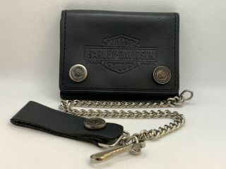 Rare Vintage Harley Davidson Leather Trifold Pan Head Wallet