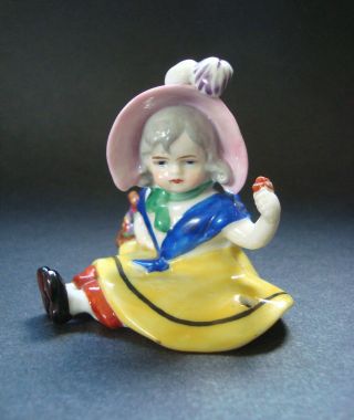 Rare Antique Goebel Porcelain Half Doll Girl Floppy Hat W Flower Basket