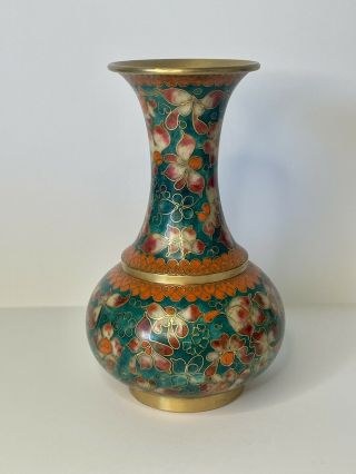 Rare Kuo Antique Solid Brass Cloisonne Vases Oriental Chinese Enamel Imperial