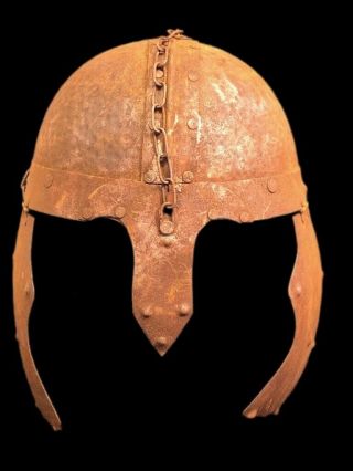 Rare Ancient Greek Iron Military Helmet Circa 690 - 1000 A.  D.  (2)