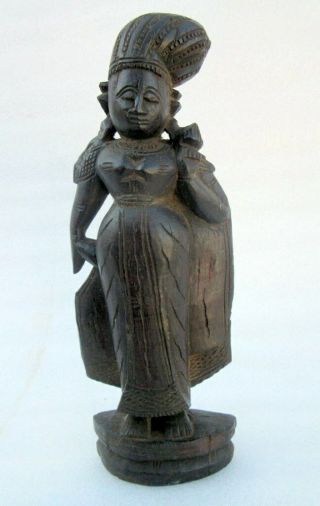 Antique Old Rare Rose Wood Hand Carved Hindu Goddess Laxmi Worship Figure Statue