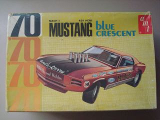 Vintage Rare Amt 1970 Mustang Mach 1 Blue Crescent 3 In 1 Custom Drag Annual