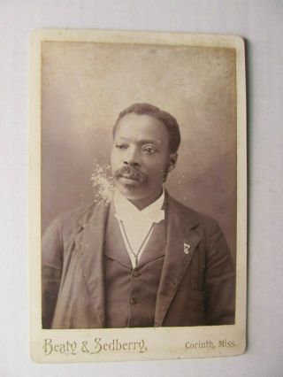 Rare 1880 Cabinet Photo,  African American Man W/lapel Pin,  Corinth,  Mississippi