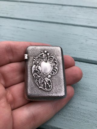Rare Solid Silver Victorian Vesta Case Match Safe Sampson Mordan 1900 Cherubs