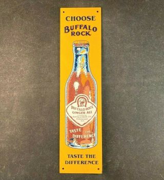 Vintage Choose Buffalo Rock Ginger Ale Door Push Pull Rare Old Advertising Sign