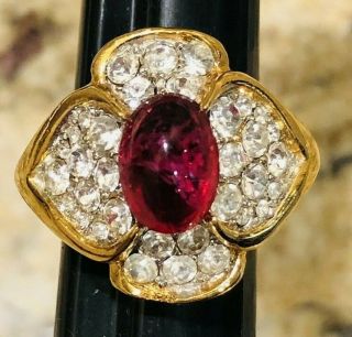 - - Rare - - Alfred Philippe Trifari Adjustable Ring Jewels Of India Gold Tone
