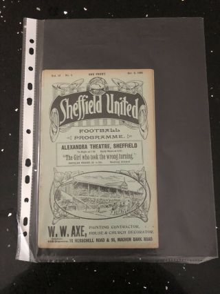 Rare Vintage Sheffield United V Sunderland Programme1909/10