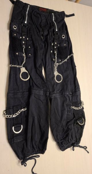 TRIPP NYC pants gothic emo grunge punk cargo black SMALL chains studs rare 2