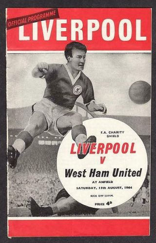 Rare Liverpool V West Ham F A Charity Shield Football Programme 1964