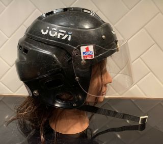 vintage JOFA 390 Hockey Helmet with JOFA VISOR - rare - SR 6 3/4 - 7 3/8 2