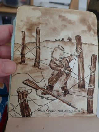 Rare Antique Ww1 Autograph Book With Very Interesting Artwork And Illustrations