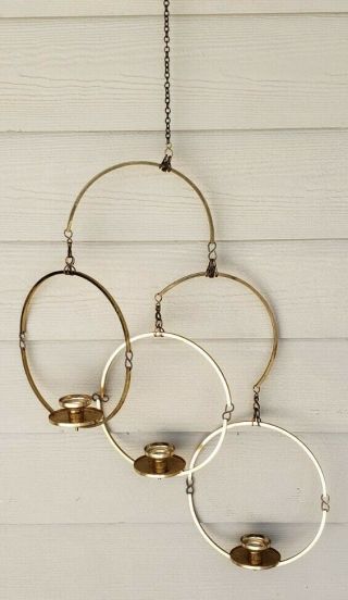 Mid Century Modern Hanging Mobile 3 Candle Holder Spinner Metal Rare