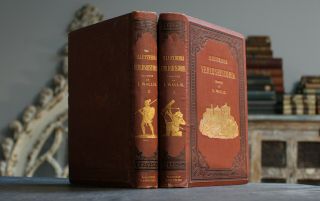 Rare Antique Old Swedish Estate 2 Vol World History 1882 1st Edition Illustrated
