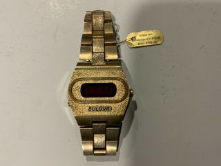 Rare 1970s Mens Bulova 92600 Accuquartz Digital Red Led 10k Rgp Wrist Watch