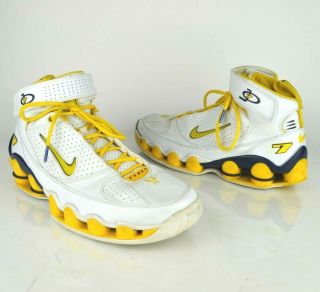2005 Jermaine O’neal Nike Shox Ups Mens Sz 15 White Yellow Blue 312047 - 171 Rare