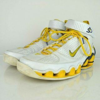 2005 Jermaine O’neal Nike Shox Ups Mens sz 15 White Yellow Blue 312047 - 171 RARE 3