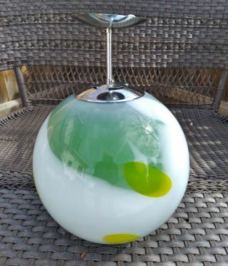 Rare Mcm 12 Inch Atomic Globe Spectacular Chrome Light Fixture Ball Shade