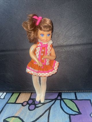 Vintage 1965 Mattel Tutti Friend Pretty Pairs Angie Doll In Dress Rare