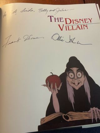 Very Rare Signed The Disney Villain Book.  Signed by Johnston and Thomas DJ 2