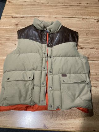 Vintage Polo Ralph Lauren Down Filled Leather Puffer Vest Xl Rare