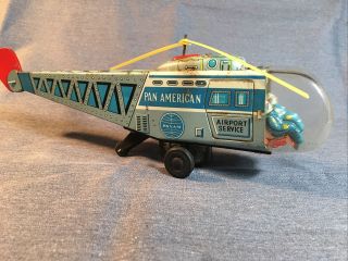Rare Friction Pan Am Airport Service Tin Helicopter 1950s ‘h’ Toy Co Japan