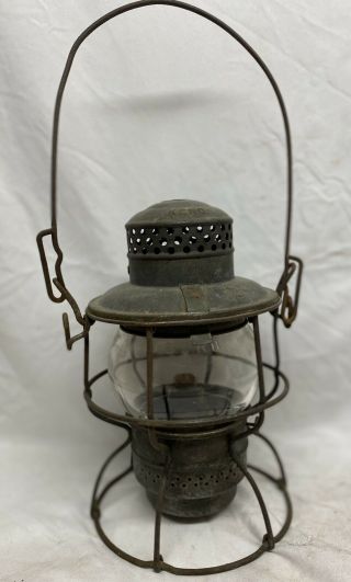 Antique 1920s Adlake Railroad Lantern B & O Rare Baltimore Ohio Clear Globe